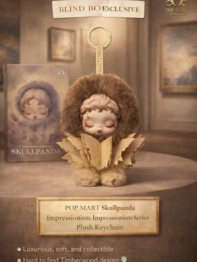 POP MART Skullpanda Timberwood Plush Keychain  Impressionism Series 🎨🤎